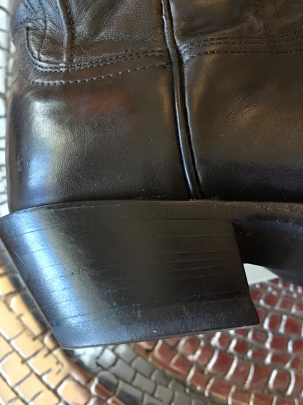 LUCCHESE MODERN COWGIRL CHIC BLACK LEATHER ELEVATED WESTERN SNIP TOE BOOTS - Picture 10 of 14